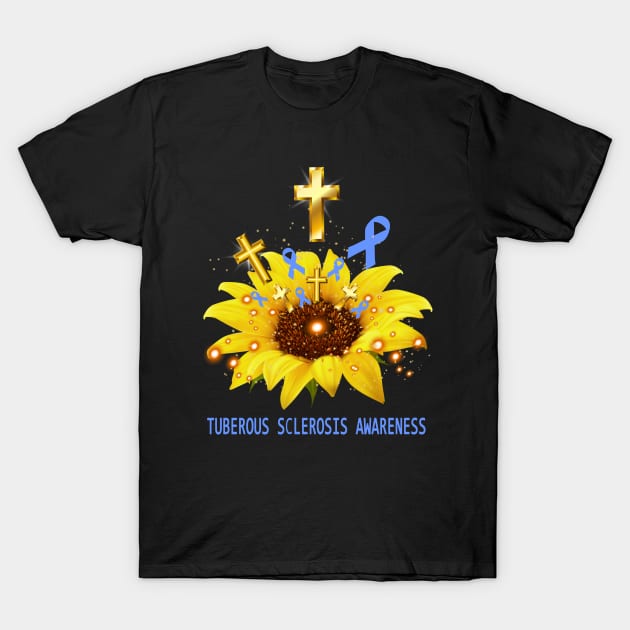 Tuberous Sclerosis Awareness Sunflower Faith Hope Love T-Shirt by ThePassion99